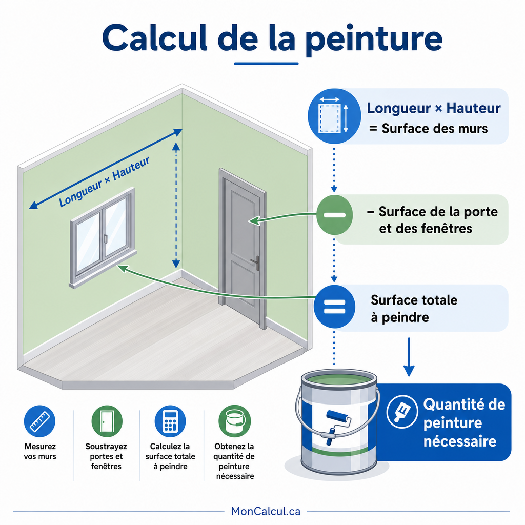 Calculatrice utilisée pour estimer la quantité de peinture nécessaire