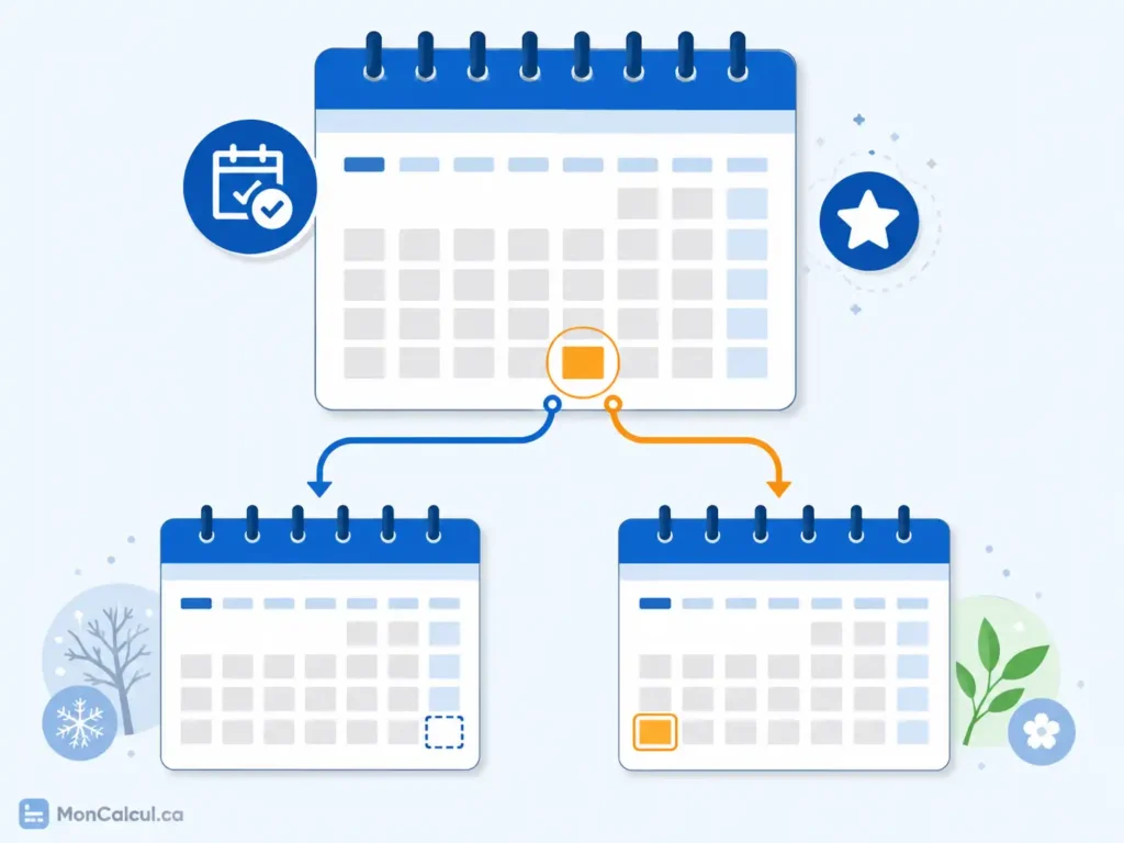 Illustration du calcul d’âge pour une personne née le 29 février pendant une année non bissextile.