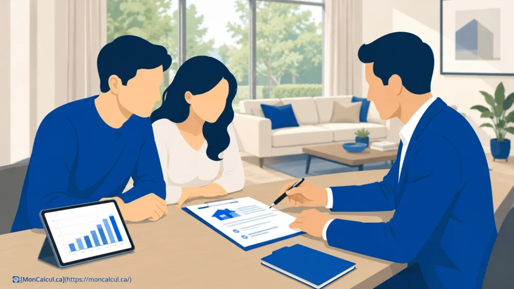 Professionnel calculant la taxe de bienvenue avec des documents immobiliers.