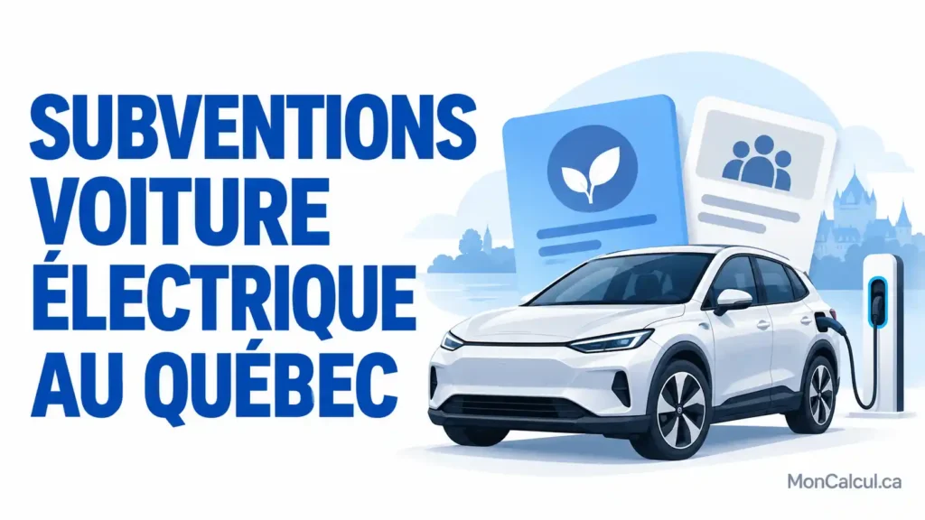 Voiture électrique à côté du titre « Subventions voiture électrique au Québec ».